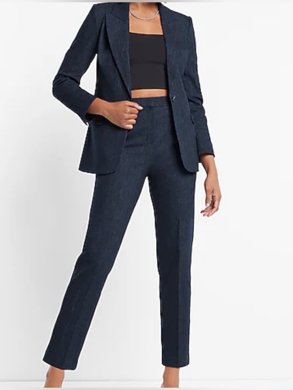 Express Tailored Women's Navy Denim One Button Blazer M
